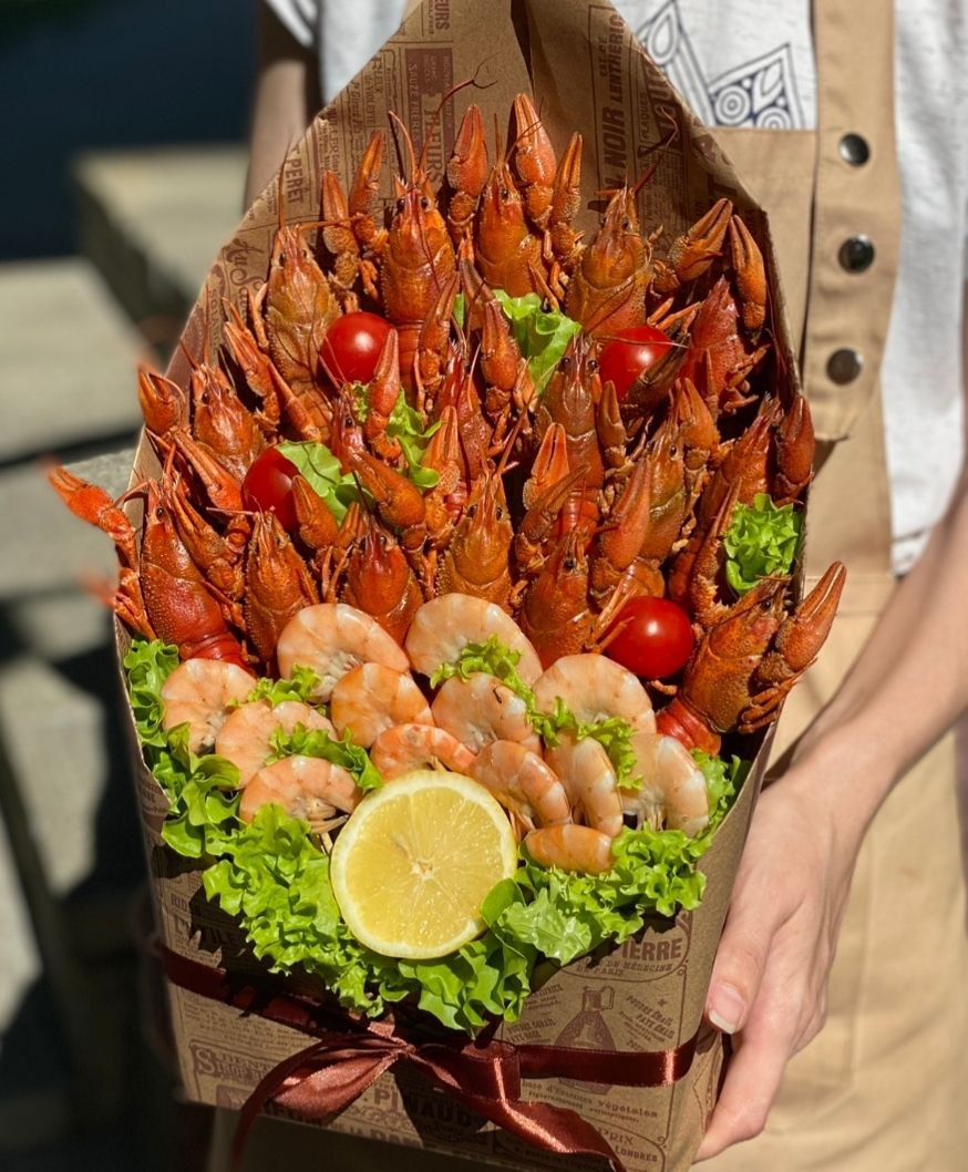 Конверт с раками и креветками